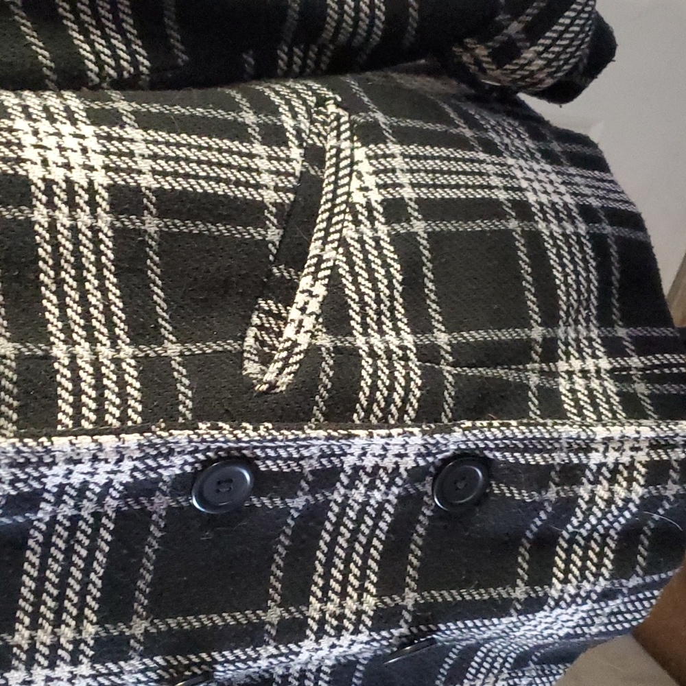 Torrid Black Houndstooth Plaid Double-Breasted Pea Coat - Picture 7 of 12
